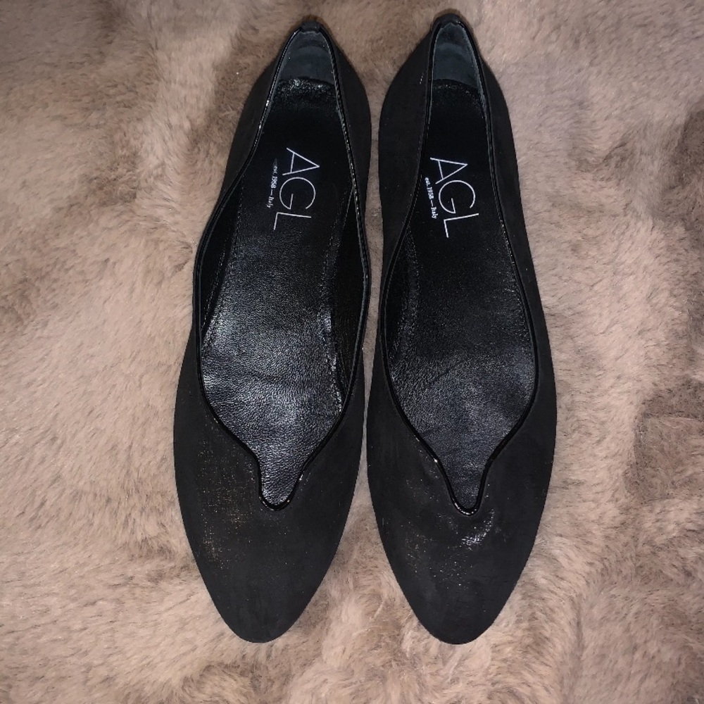 AGL Notch Ballet Flat In Black Texture - Picture 2 of 8